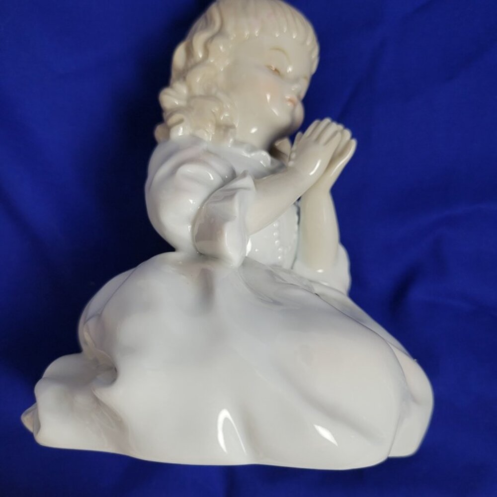 Figurine Night Light Praying Blonde Girl Porcelain Religious Rosary no cord Vtg - Picture 6 of 8